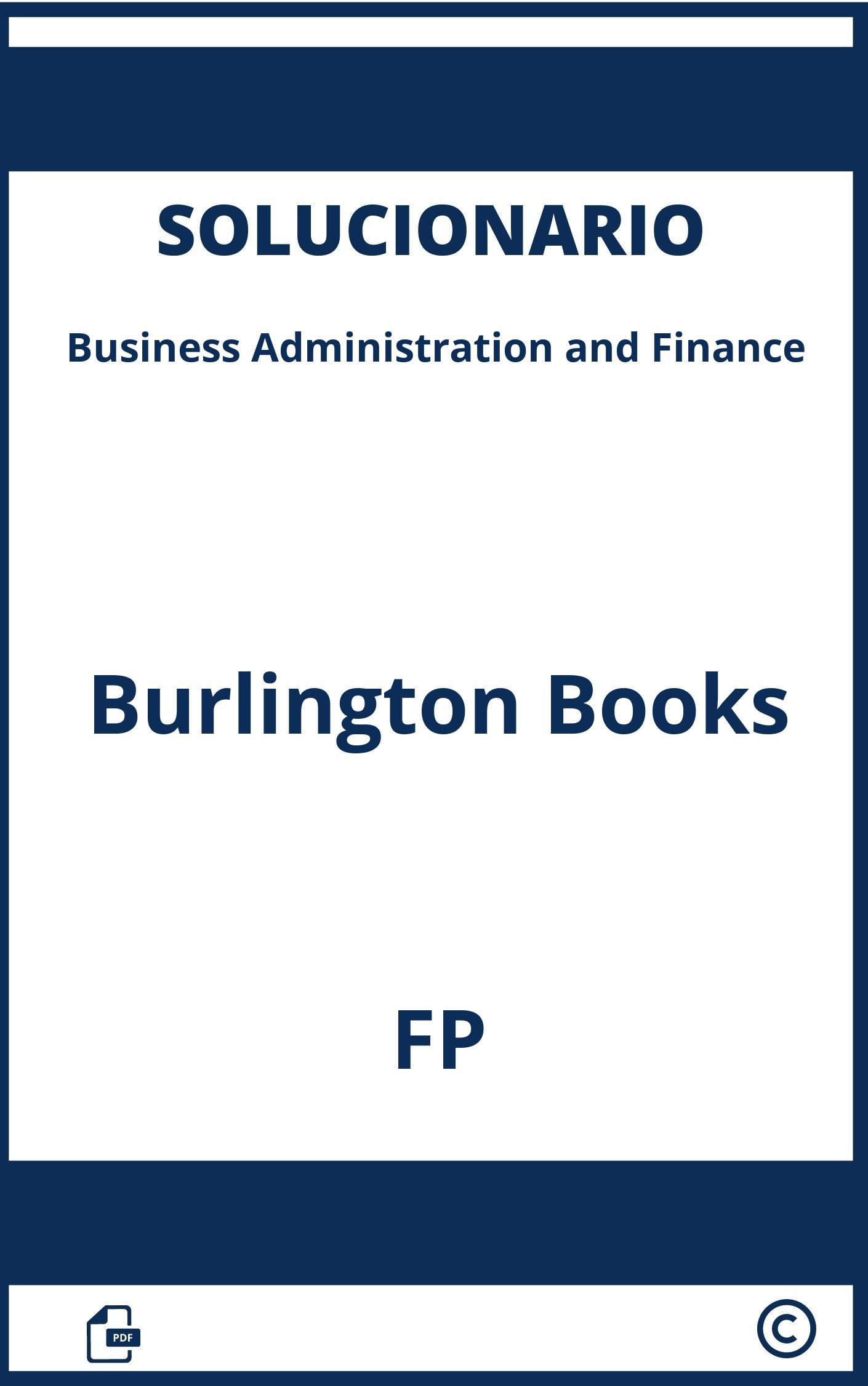 Business Administration And Finance Burlington Books Solucionario