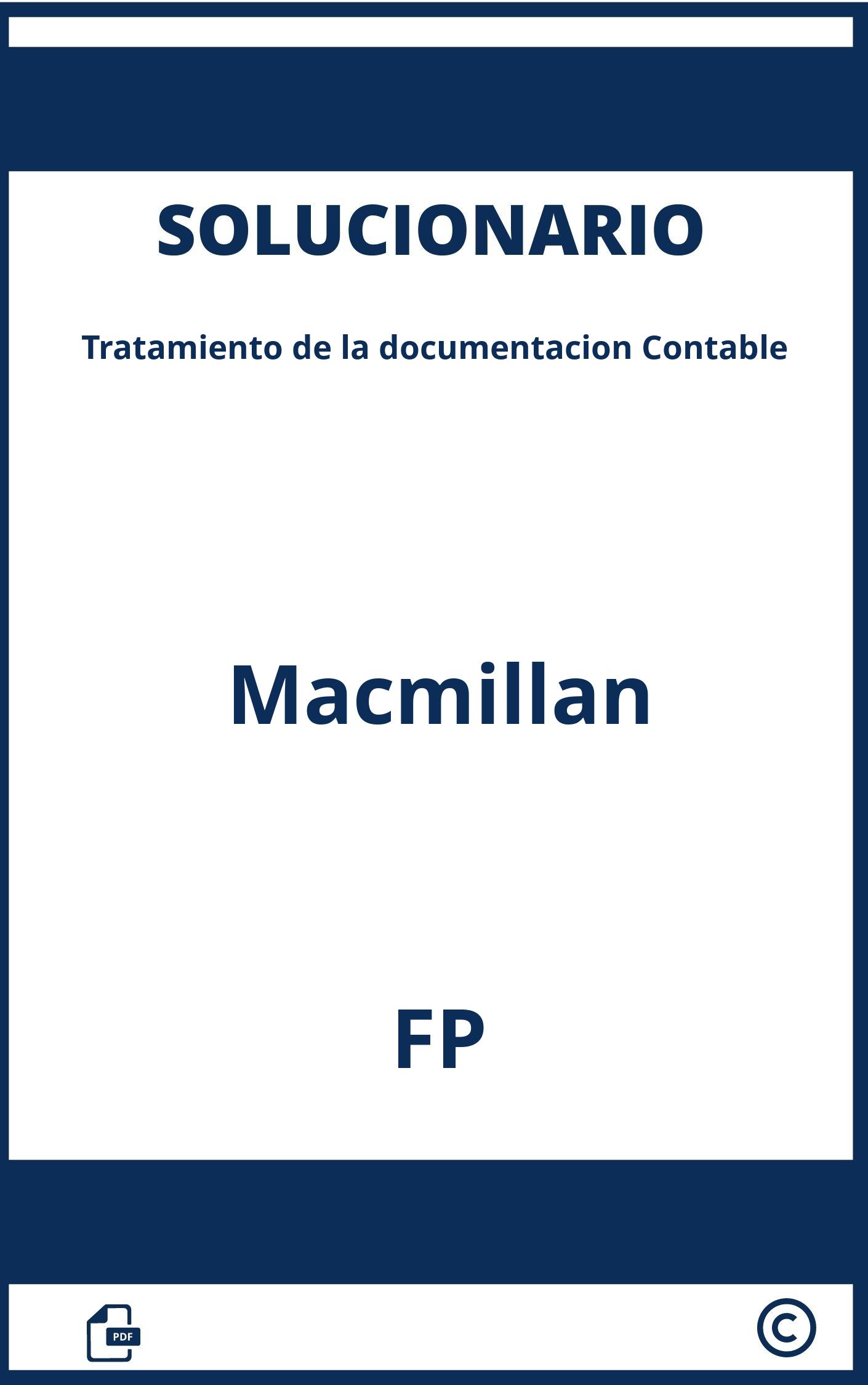 Solucionario Tratamiento De La Documentacion Contable Macmillan